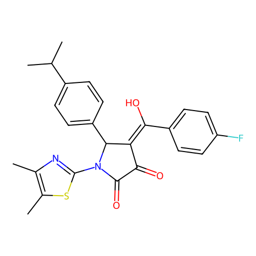 (4E)-1-(4,5-dimethyl-1,3-thiazol-2-yl)-4-[(4-fluorophenyl)(hydroxy)methylidene]-5-[4-(propan-2-yl)phenyl]pyrrolidine-2,3-dione structure