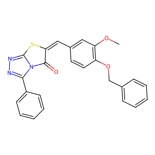 (E)-6-(4-(benzyloxy)-3-methoxybenzylidene)-3-phenylthiazolo[2,3-c][1,2,4]triazol-5(6H)-one structure