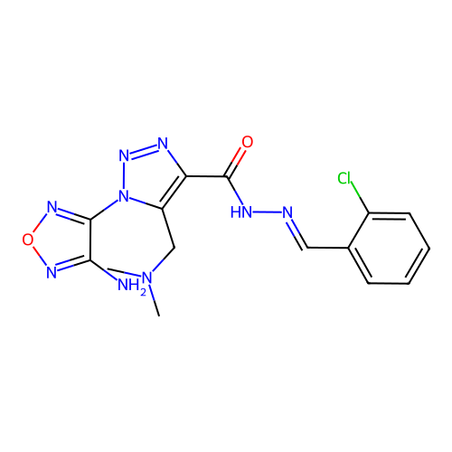 (E)-1-(4-amino-1,2,5-oxadiazol-3-yl)-N'-(2-chlorobenzylidene)-5-((dimethylamino)methyl)-1H-1,2,3-triazole-4-carbohydrazide structure