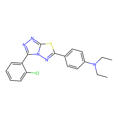 4-(3-(2-chlorophenyl)-[1,2,4]triazolo[3,4-b][1,3,4]thiadiazol-6-yl)-N,N-diethylaniline structure