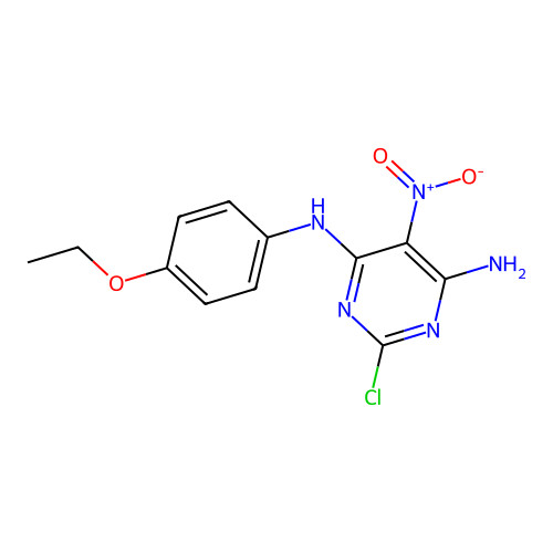 2-chloro-N-(4-ethoxyphenyl)-5-nitropyrimidine-4,6-diamine structure