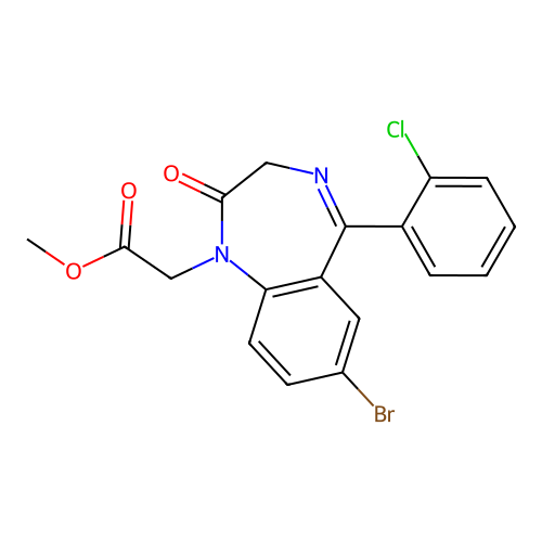 methyl [7-bromo-5-(2-chlorophenyl)-2-oxo-2,3-dihydro-1H-1,4-benzodiazepin-1-yl]acetate structure