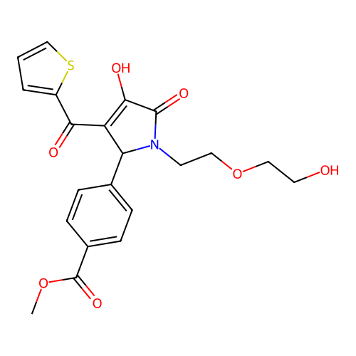 methyl 4-(4-hydroxy-1-(2-(2-hydroxyethoxy)ethyl)-5-oxo-3-(thiophene-2-carbonyl)-2,5-dihydro-1H-pyrrol-2-yl)benzoate structure