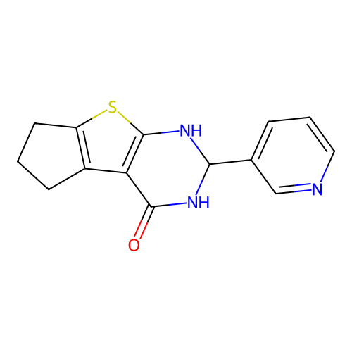 2-(pyridin-3-yl)-1,2,3,5,6,7-hexahydro-4H-cyclopenta[4,5]thieno[2,3-d]pyrimidin-4-one structure