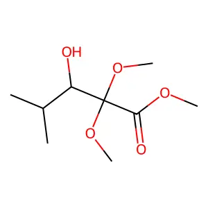 Methyl 3-hydroxy-2,2-dimethoxy-4-methylpentanoate structure