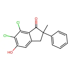 6,7-Dichloro-5-hydroxy-2-methyl-2-phenylindan-1-one structure