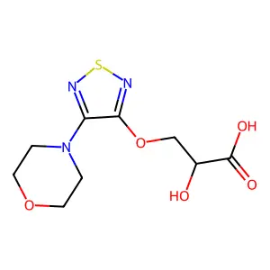2-Hydroxy-3-[(4-morpholin-4-yl-1,2,5-thiadiazol-3-yl)oxy]propanoic acid structure