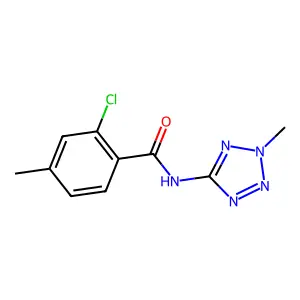 2-chloro-4-methyl-N-(2-methyl-2H-tetrazol-5-yl)benzamide structure