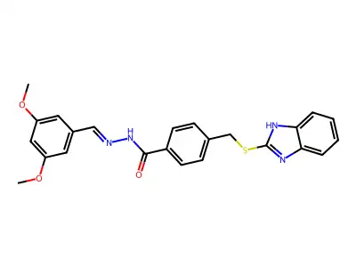 4-(1H-benzimidazol-2-ylsulfanylmethyl)-N-[(3,5-dimethoxyphenyl)methylideneamino]benzamide structure