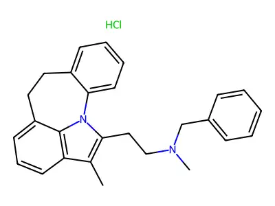 Indolo(1,7-ab)(1)benzazepine-1-ethanamine, 6,7-dihydro-N,2-dimethyl-N-(phenylmethyl)-, monohydrochloride structure