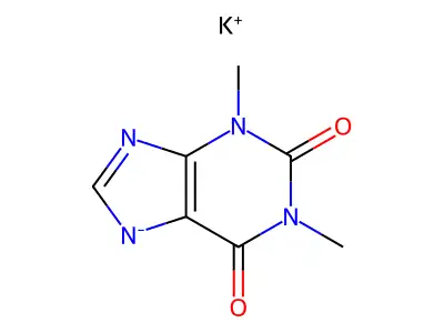 3,7-Dihydro-1,3-dimethyl-1H-purine-2,6-dione, potassium salt structure