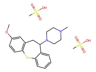 2-Methoxy-10-(4-methylpiperazino)-10,11-dihydrodibenzo(b,f)thiepin dimethanesulfonate structure