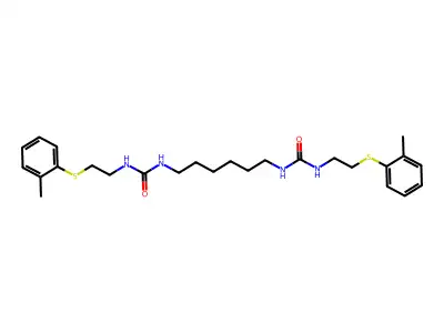 1,1'-Hexane-1,6-diylbis(3-{2-[(2-methylphenyl)sulfanyl]ethyl}urea) structure