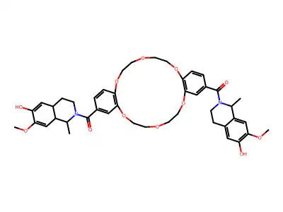 (6-Hydroxy-7-methoxy-1-methyl-3,4,4a,8a-tetrahydro-1H-isoquinolin-2-yl)-[25-(6-hydroxy-7-methoxy-1-methyl-3,4-dihydro-1H-isoquinoline-2-carbonyl)-2,5,8,15,18,21-hexaoxatricyclo[20.4.0.09,14]hexacosa-1(22),9(14),10,12,23,25-hexaen-11-yl]methanone structure
