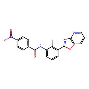 N-[2-methyl-3-([1,3]oxazolo[4,5-b]pyridin-2-yl)phenyl]-4-nitrobenzamide structure