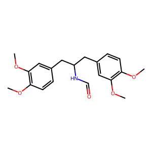 N-[1,3-bis(3,4-dimethoxyphenyl)propan-2-yl]formamide structure