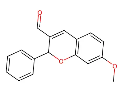 2H-1-Benzopyran-3-carboxaldehyde, 7-methoxy-2-phenyl- structure