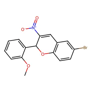 2H-1-Benzopyran, 6-bromo-2-(2-methoxyphenyl)-3-nitro- structure