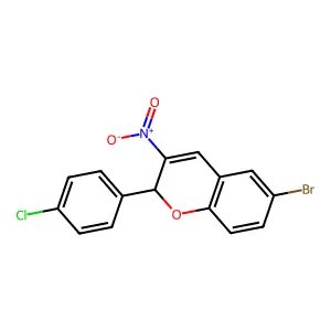 2H-1-Benzopyran, 6-bromo-2-(4-chlorophenyl)-3-nitro- structure