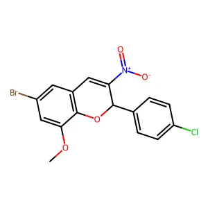6-Bromo-2-(4-chlorophenyl)-8-methoxy-3-nitro-2H-1-benzopyran structure