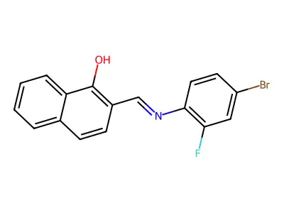 2-{(E)-[(4-bromo-2-fluorophenyl)imino]methyl}naphthalen-1-ol structure