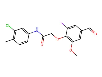 N-(3-chloro-4-methylphenyl)-2-(4-formyl-2-iodo-6-methoxyphenoxy)acetamide structure