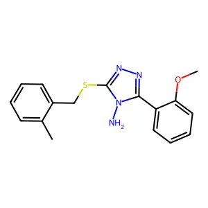 3-(2-Methoxyphenyl)-5-[(2-methylphenyl)methylthio]-1,2,4-triazole-4-ylamine structure