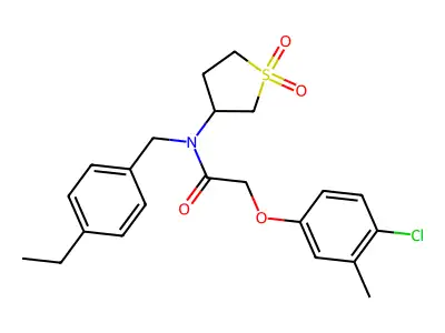 2-(4-chloro-3-methylphenoxy)-N-(1,1-dioxidotetrahydrothiophen-3-yl)-N-(4-ethylbenzyl)acetamide structure