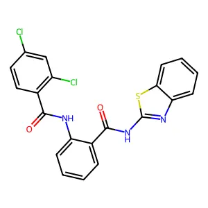 N-[2-(1,3-benzothiazol-2-ylcarbamoyl)phenyl]-2,4-dichlorobenzamide structure
