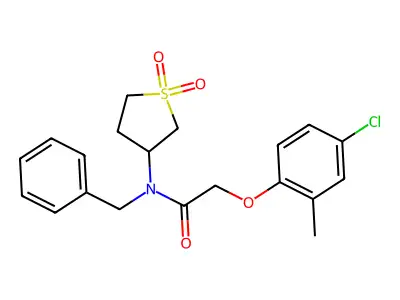 N-benzyl-2-(4-chloro-2-methylphenoxy)-N-(1,1-dioxidotetrahydrothiophen-3-yl)acetamide structure