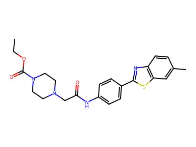 ethyl 4-(2-{[4-(6-methyl-1,3-benzothiazol-2-yl)phenyl]amino}-2-oxoethyl)piperazine-1-carboxylate structure