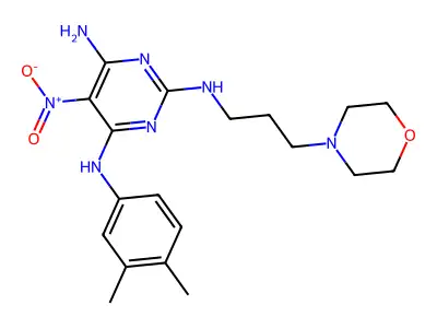 4-N-(3,4-dimethylphenyl)-2-N-(3-morpholin-4-ylpropyl)-5-nitropyrimidine-2,4,6-triamine structure