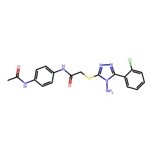 N-[4-(acetylamino)phenyl]-2-{[4-amino-5-(2-chlorophenyl)-4H-1,2,4-triazol-3-yl]sulfanyl}acetamide structure