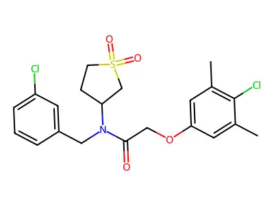 N-(3-chlorobenzyl)-2-(4-chloro-3,5-dimethylphenoxy)-N-(1,1-dioxidotetrahydrothiophen-3-yl)acetamide structure