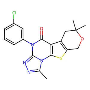 4-(3-chlorophenyl)-1,7,7-trimethyl-6,7-dihydro-4H-pyrano[4',3':4,5]thieno[3,2-e][1,2,4]triazolo[4,3-a]pyrimidin-5(9H)-one structure