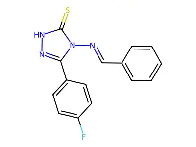 4-(benzylideneamino)-3-(4-fluorophenyl)-1H-1,2,4-triazole-5-thione structure