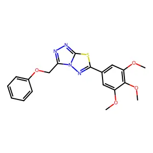 3-(phenoxymethyl)-6-(3,4,5-trimethoxyphenyl)-[1,2,4]triazolo[3,4-b][1,3,4]thiadiazole structure