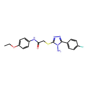 2-[4-amino-5-(4-fluorophenyl)(1,2,4-triazol-3-ylthio)]-N-(4-ethoxyphenyl)aceta mide structure