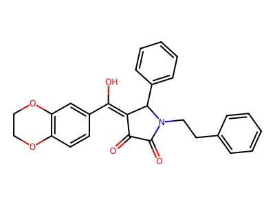 4-(2,3-dihydro-1,4-benzodioxine-6-carbonyl)-3-hydroxy-5-phenyl-1-(2-phenylethyl)-2,5-dihydro-1H-pyrrol-2-one structure