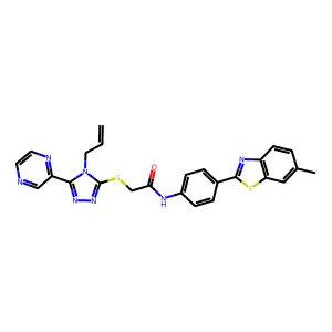 N-[4-(6-methyl-1,3-benzothiazol-2-yl)phenyl]-2-{[4-(prop-2-en-1-yl)-5-(pyrazin-2-yl)-4H-1,2,4-triazol-3-yl]sulfanyl}acetamide structure