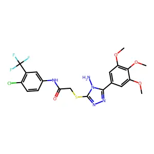 2-[4-amino-5-(3,4,5-trimethoxyphenyl)(1,2,4-triazol-3-ylthio)]-N-[4-chloro-3-(trifluoromethyl)phenyl]acetamide structure
