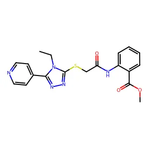 Methyl 2-[2-(4-ethyl-5-(4-pyridyl)-1,2,4-triazol-3-ylthio)acetylamino]benzoate structure