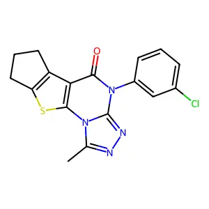 4-(3-chlorophenyl)-1-methyl-7,8-dihydro-4H-cyclopenta[4,5]thieno[3,2-e][1,2,4]triazolo[4,3-a]pyrimidin-5(6H)-one structure
