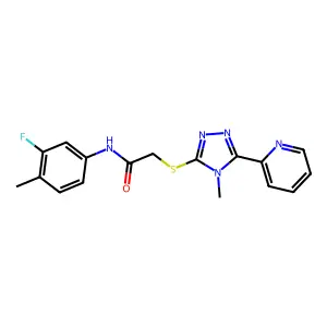 N-(3-fluoro-4-methylphenyl)-2-{[4-methyl-5-(pyridin-2-yl)-4H-1,2,4-triazol-3-yl]sulfanyl}acetamide structure
