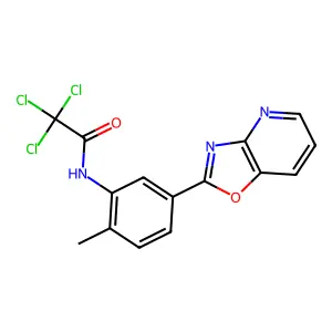 2,2,2-trichloro-N-[2-methyl-5-([1,3]oxazolo[4,5-b]pyridin-2-yl)phenyl]acetamide structure