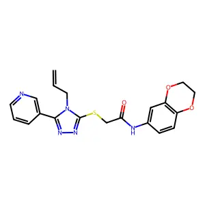 N-(2,3-dihydro-1,4-benzodioxin-6-yl)-2-{[4-(prop-2-en-1-yl)-5-(pyridin-3-yl)-4H-1,2,4-triazol-3-yl]sulfanyl}acetamide structure