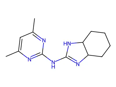 4,6-dimethyl-N-(octahydro-2H-benzimidazol-2-ylidene)pyrimidin-2-amine structure