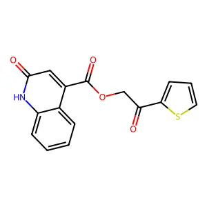 2-Oxo-2-(2-thienyl)ethyl 1,2-dihydro-2-oxo-4-quinolinecarboxylate structure