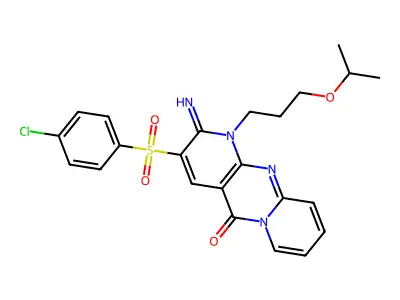 3-[(4-chlorophenyl)sulfonyl]-2-imino-1-(3-isopropoxypropyl)-1,2-dihydro-5H-dipyrido[1,2-a:2,3-d]pyrimidin-5-one structure