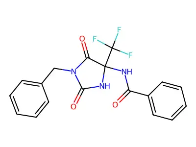 N-[1-benzyl-2,5-dioxo-4-(trifluoromethyl)imidazolidin-4-yl]benzamide structure